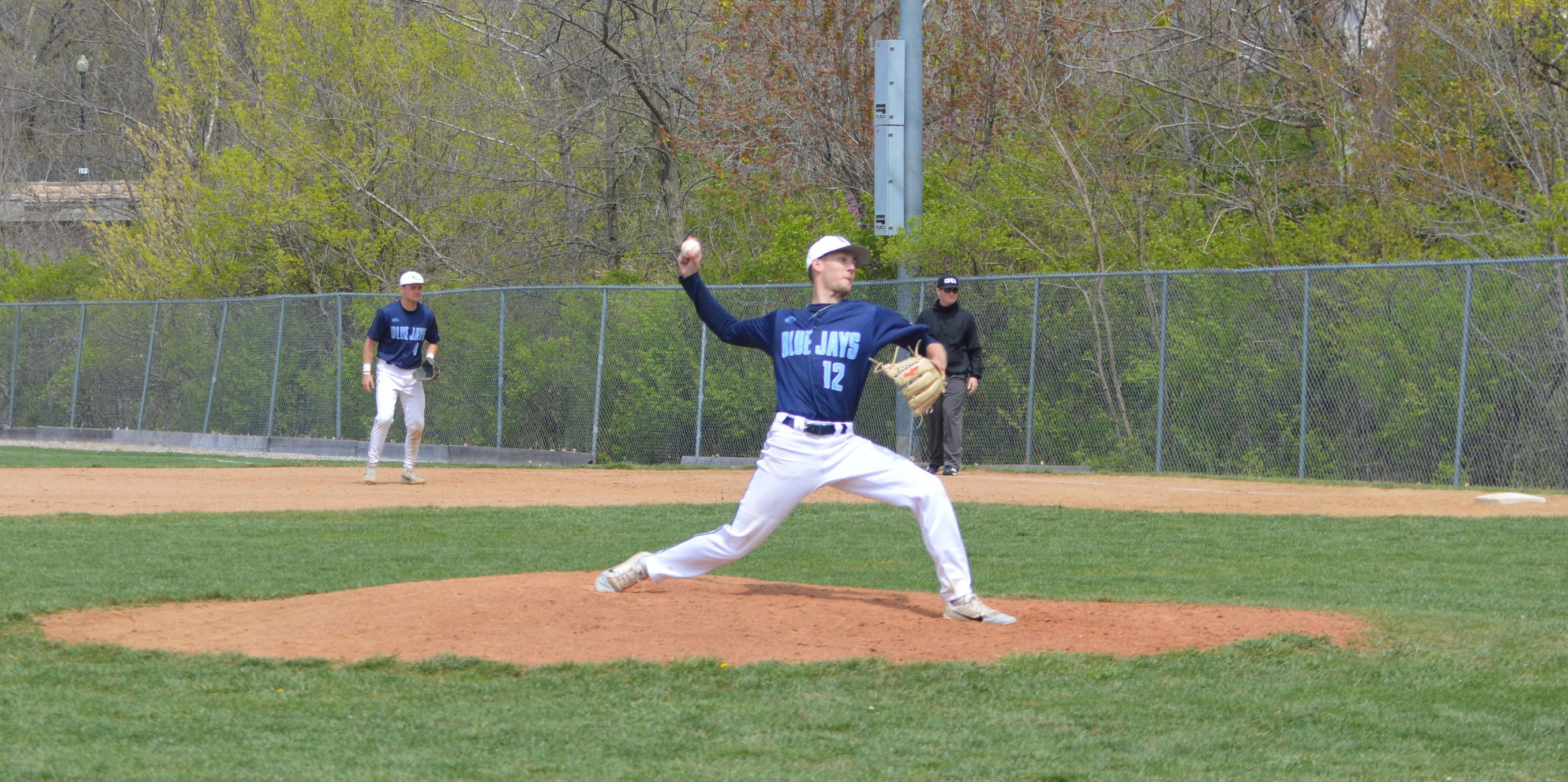 Drew Boessen pitched seven innings of no-hit baseball to lead the Blue Jays to a win in game one of their series with Greenville University Friday.